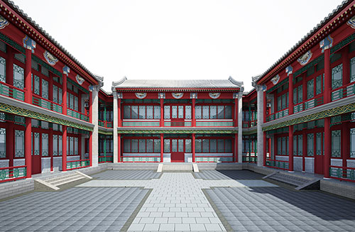安岳北京四合院设计古建筑鸟瞰图展示