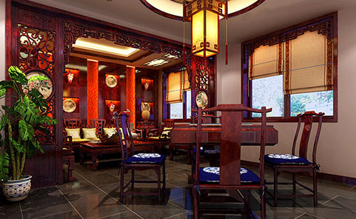安岳古典中式风格茶楼包间设计装修效果图